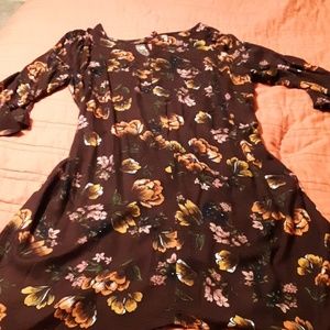 Burgundy dress with floral print